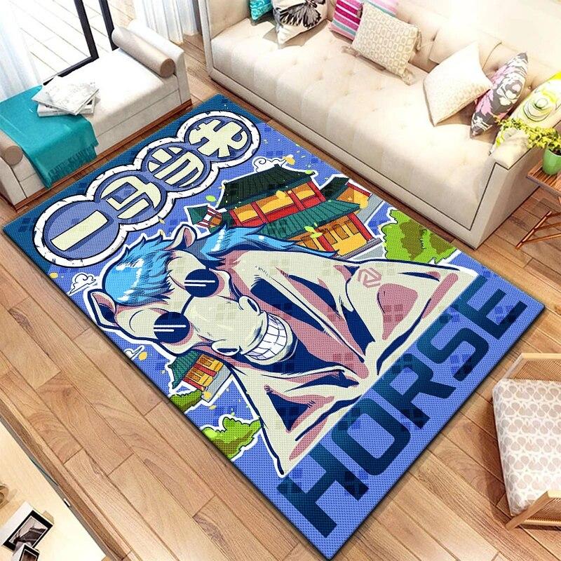 Zwölf chinesische Sternzeichen-Tiere malen Teppich für Wohnzimmer, großer Teppich, schwarzer weicher Teppich, Heimdekoration, Matten, Boho-Teppiche