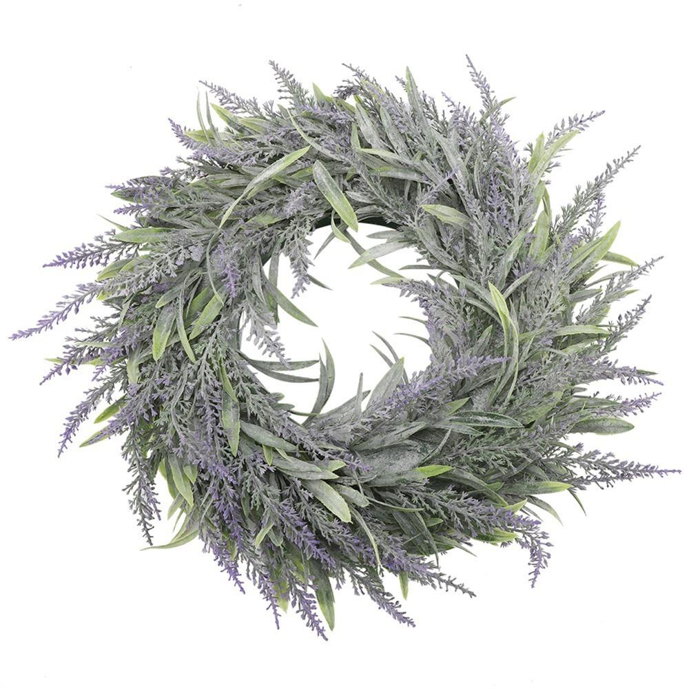 Artificial Plastic Window Wreath Purple Green Leaf Wreath Festive Door Wreath Photography Prop