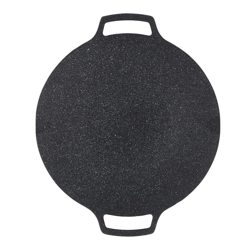 Korean Grill Pan Nonstick Round BBQ Griddle with 2 Handle Compatible for Induction Cooker Gas Stove Indoor Outdoor