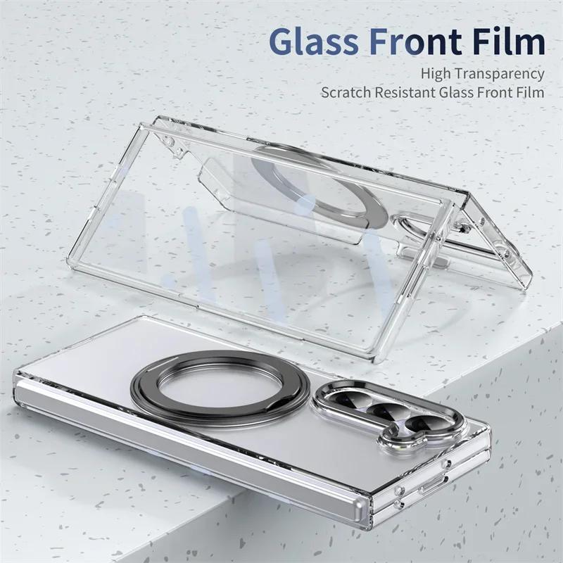 360°Rotating Magnetic Holder Phone Case for Samsung Galaxy Z Fold 7 6 5 4 3 Screen Protector Magsafe Wireless Charging Cover