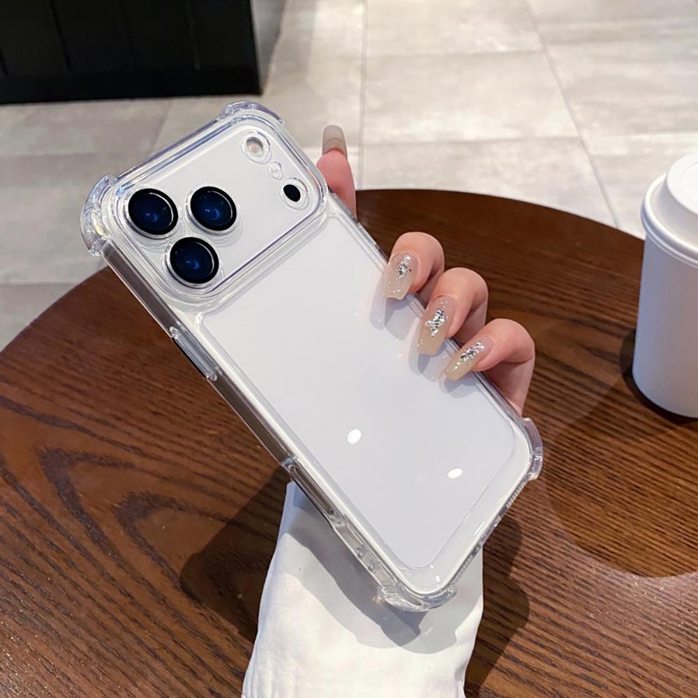Shockproof Silicone Soft Case For iPhone 17 Air 16 15 14 13 Pro Max Plus Plating Glitter Luxury Cover Clear Shell Orange 17Pro