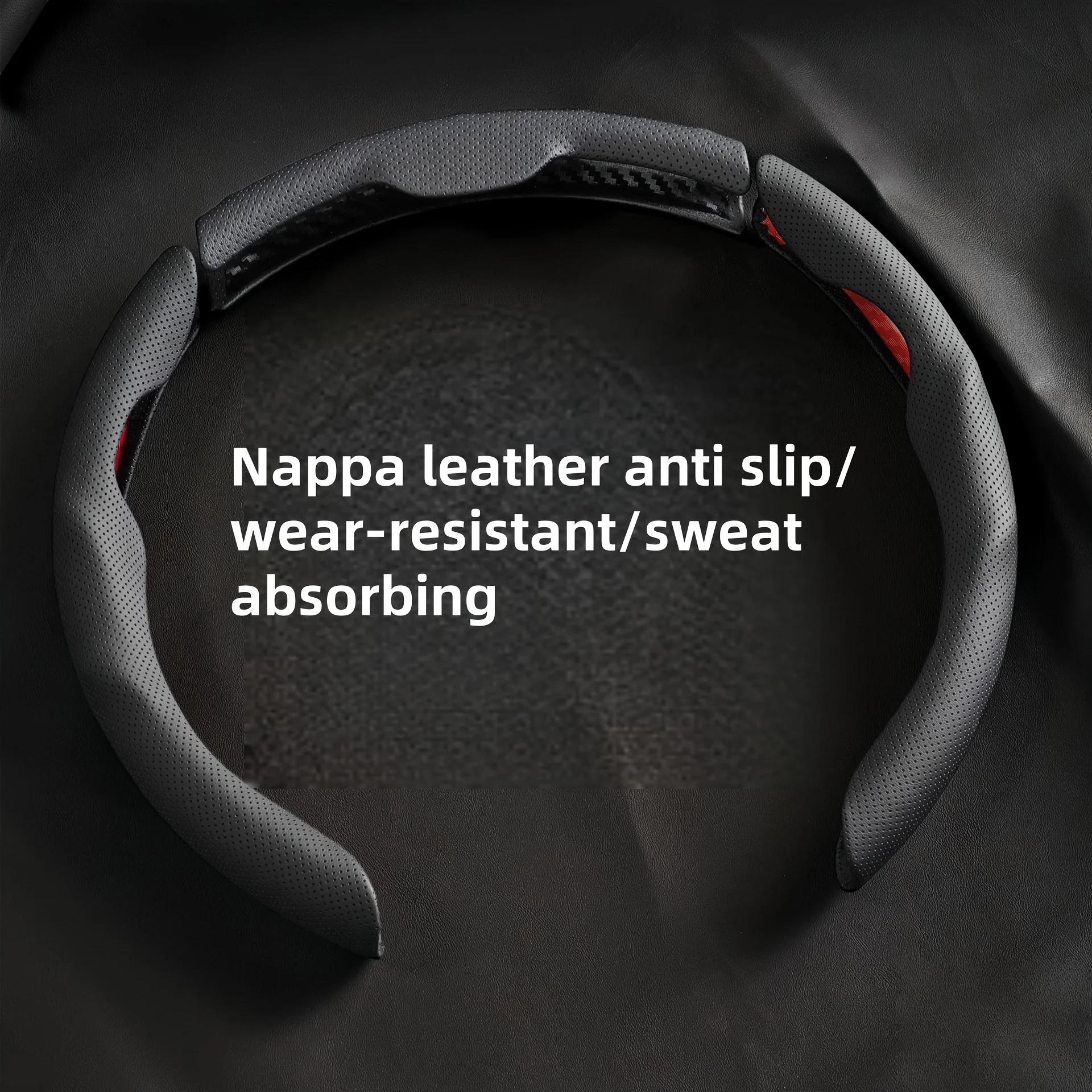 

Universal Car PU Nappa Leather Steering Wheel Cover for Men and Women, All-Season, Anti-Slip, Sweat-Absorbent, Wear-Resistant