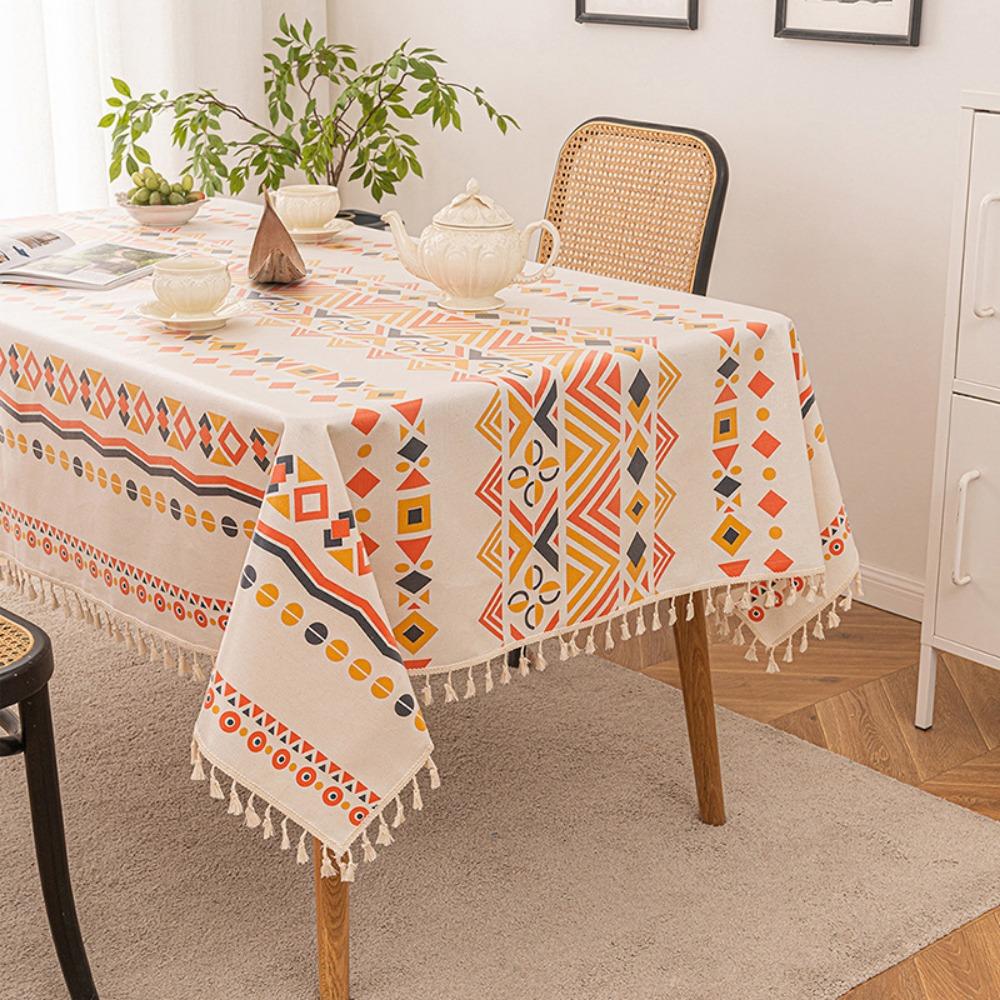 Bohemian TPU Tablecloth Waterproof Oilproof Wash Free Rectangular Dining Table Cover for Living Room