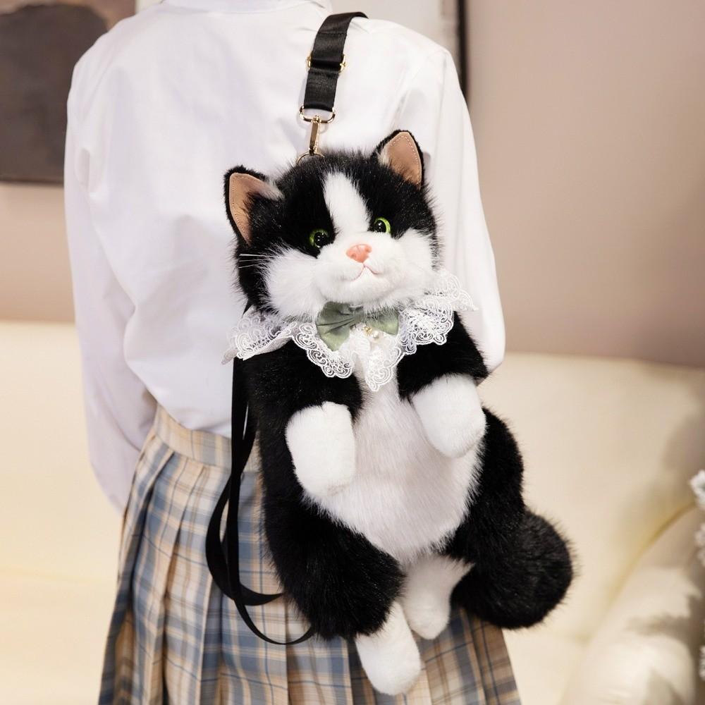 New Realistic Cat Simulated Puppet Cat Backpack Soft Fluffy Cute Cartoon Backpack Cat Backpack Gifts