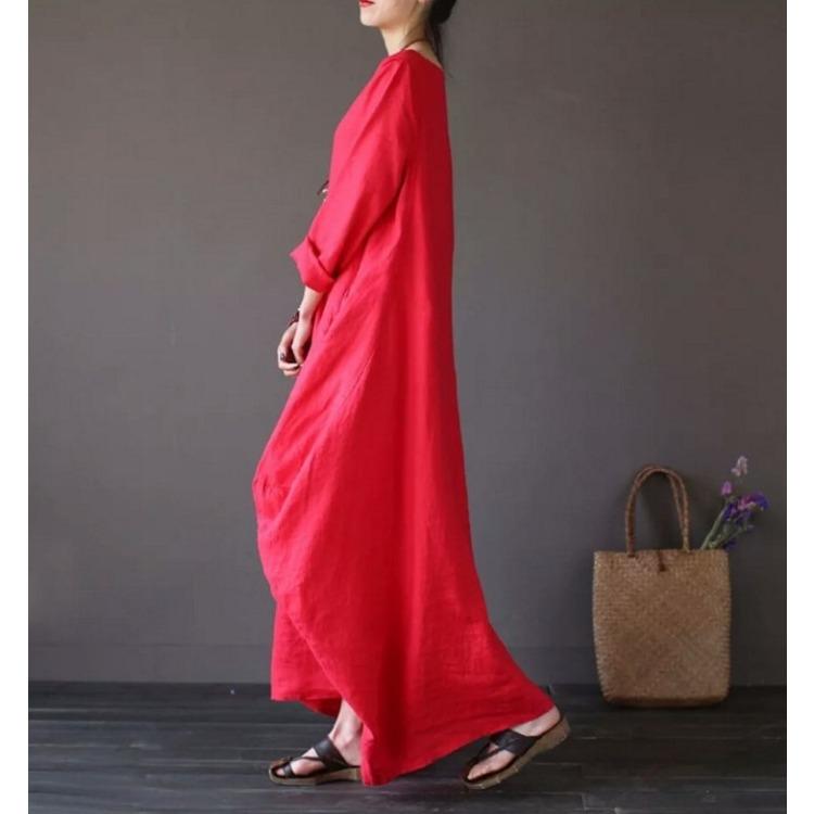 Spring Loose Plus Size Cotton Linen Long Maxi Casual Comfortable Dress Lightweight High Recognition Elegant with Flattering Chic Dress