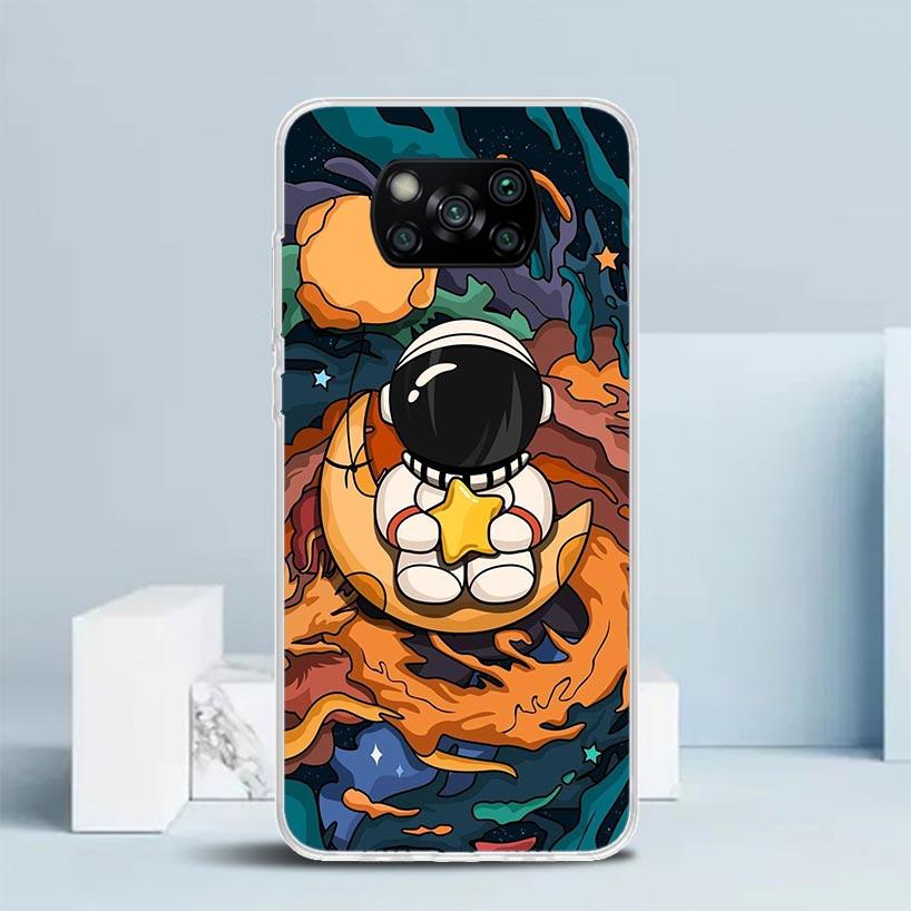 Cartoon Planet Astronaut Star Rocket Phone Case For Xiaomi Poco F7 Ultra X5 X6 X7 Pro M7 Redmi 15C 15 13C 13 12C 12 10C 10 10A 9