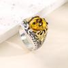 Huajie Personality Imitation Agate Insect Seal Stamp Rings for Men Ancient Silver Package Retro Ring  Trend