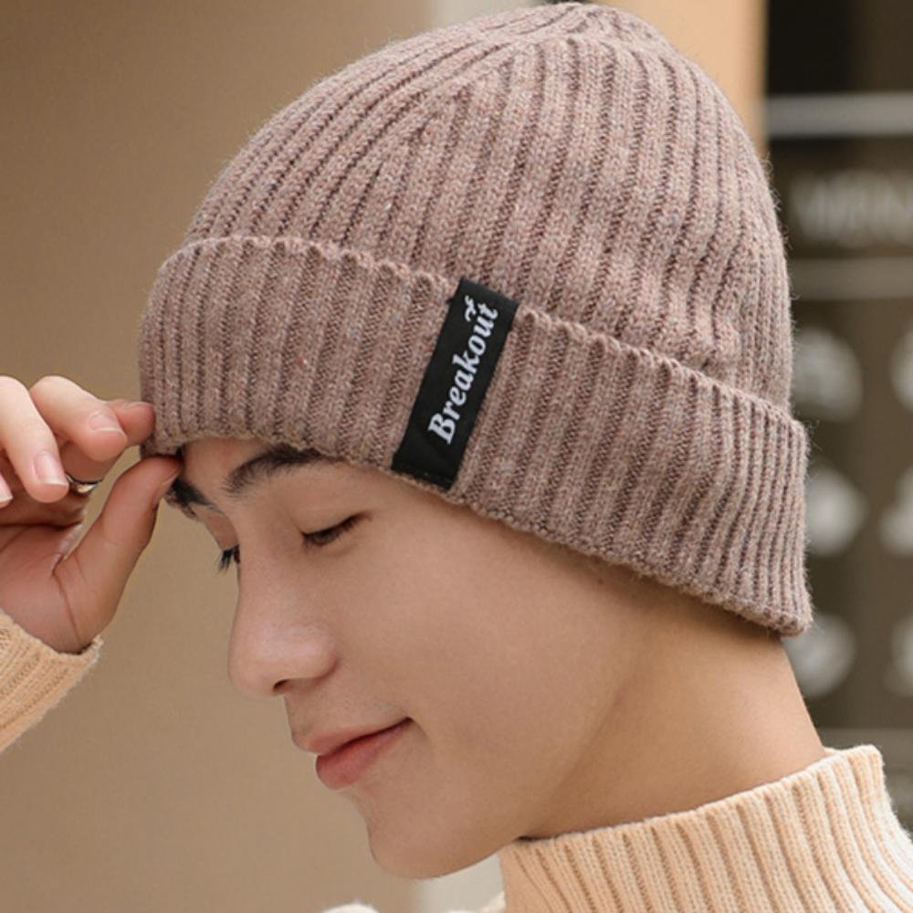 Wool Thick Knitted Hat Men's Winter Earmuffs Warm Hat Outdoor Cold and Windproof Wool Hat
