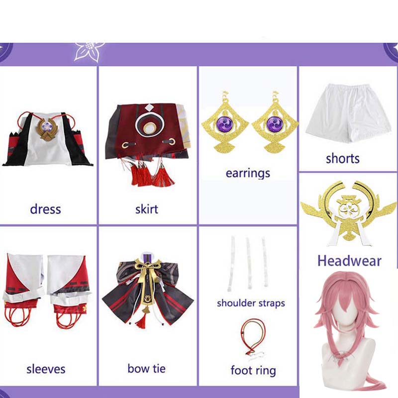   Cosplay Yae Miko Guuji Yae Cosplay Costume with Headwear Full Set for Halloween Party Costumes