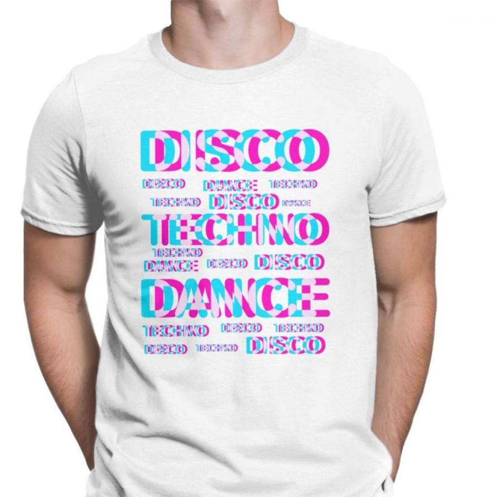 Disco Dance Techno T Shirts Men Cotton Novelty T-Shirt Music Audio Trance Hardcore Tee Fitness Clothes Christmas Day