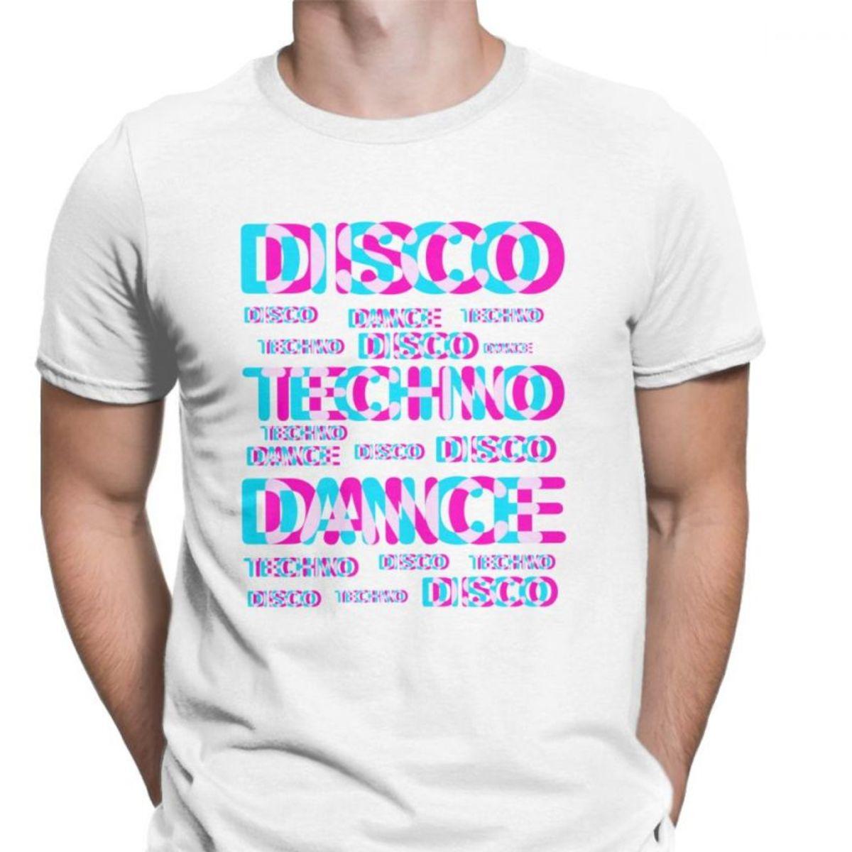 

Disco Dance Techno T Shirts Men Cotton Novelty T-Shirt Music Audio Trance Hardcore Tee Fitness Clothes Christmas Day S