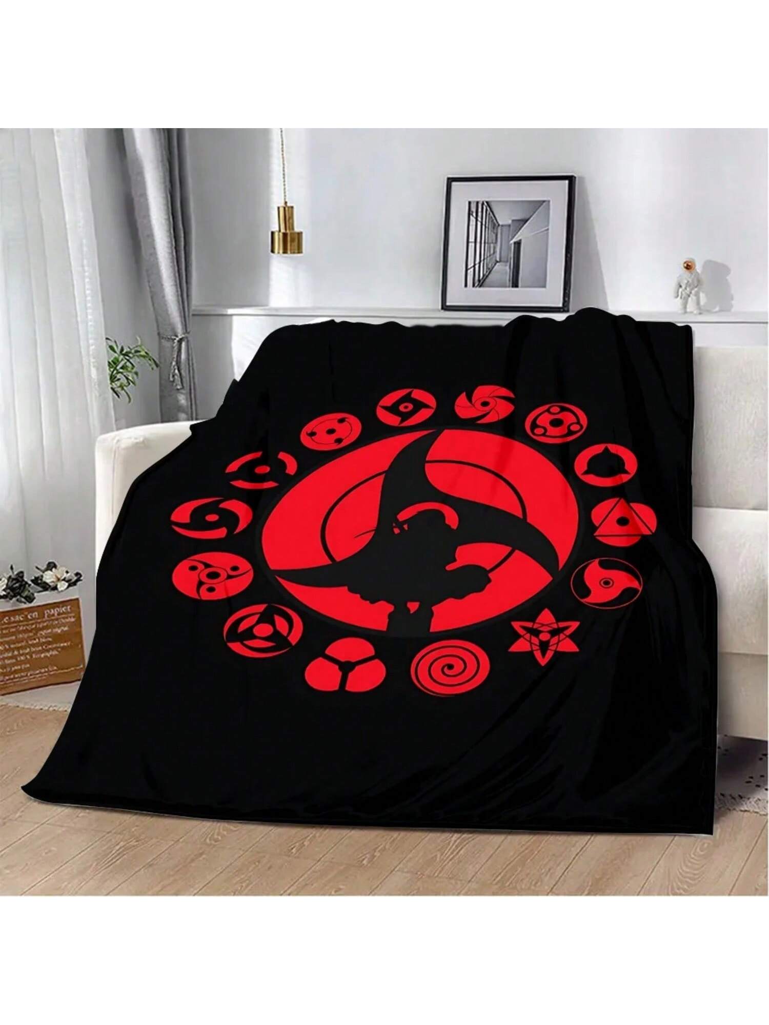 

Uzumaki Uchiha Sasuke Itachi Printed Blanket Picnic Blankets Warm Blanket Soft And Comfortable Blanket Home Travel Birthday Gift 75X95CM сірий колір