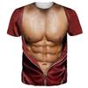 T-shirt stampata in abs con petto finto 3D T-shirt stampata da palestra Abbigliamento da uomo T-shirt estiva streetwear Top Harajuku T-shirt a maniche corte sportive moda