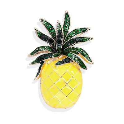 Gelbe Tropfglasur Ananas Brosche - Emaille Obst Anstecknadel Zubehör