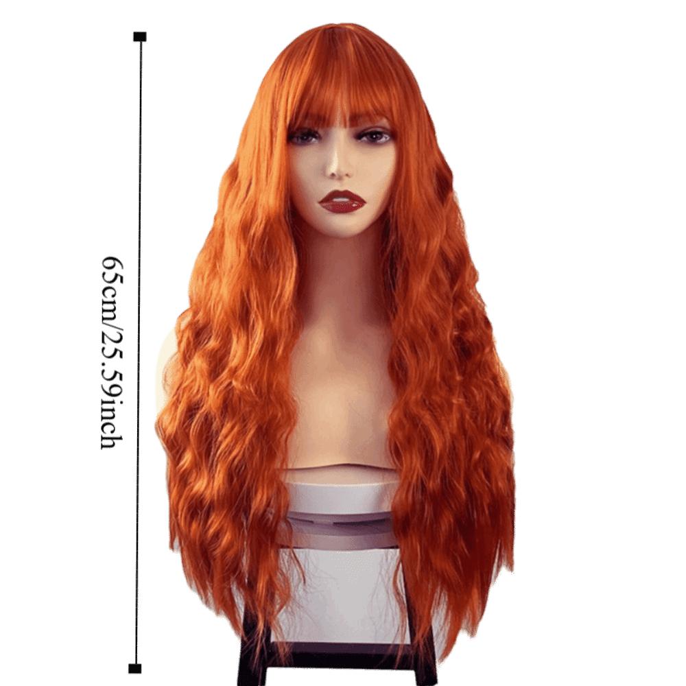 Halloween Long Water Wave Wig Cosplay Women Layered Wigs Orange Brown Gold Curly Wigs  Carnival