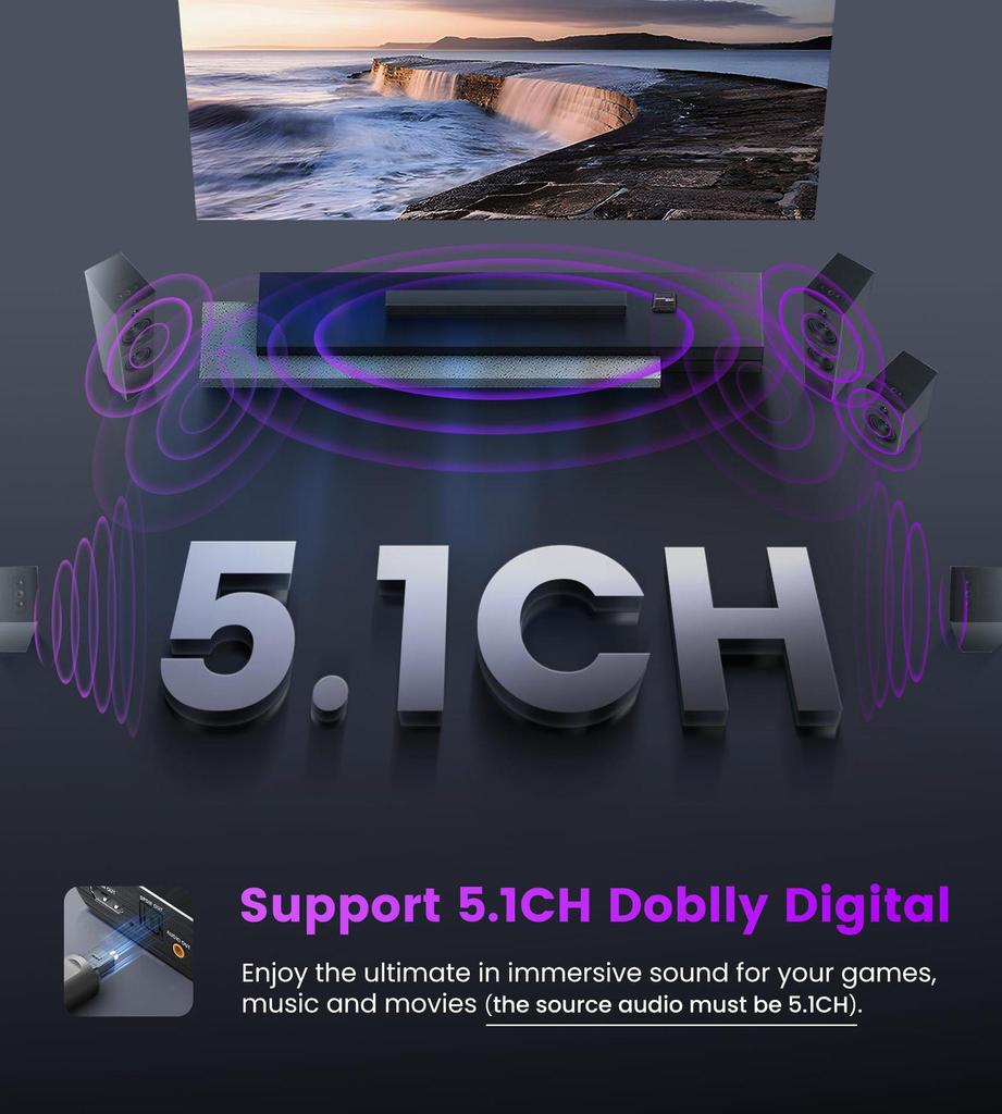 8K/60Hz HDMI 2.1 Audio Separator with eARC and VRR Support