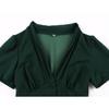 GMXIA Retro Sexy V-neck High-waisted Single-breasted Elegant Slim Dress