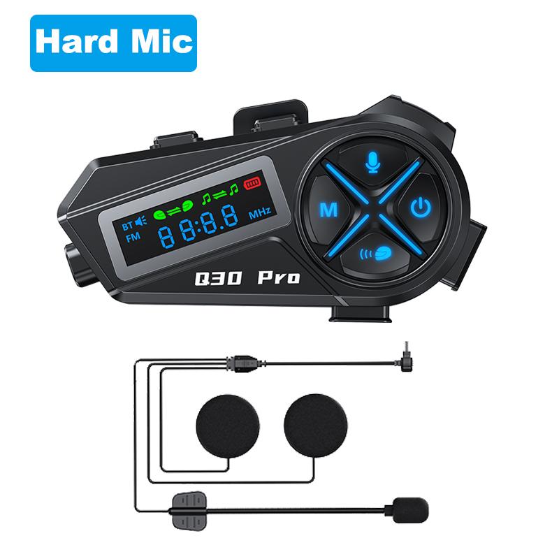 Q30 Pro Motorcycle Helmet BT Intercom 500 Meters  Music Sharing LED HD Digital Display Intercom IP56 Waterproof