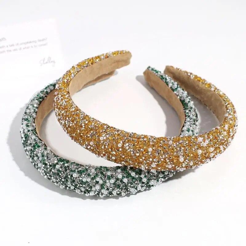 Women's Pearl-inlaid Hair Hoop Retro Fashion Pressed Wide-brimmed Hair Clip WOMEN'S Ultra-sparkly Light Luxury Hair Accessories