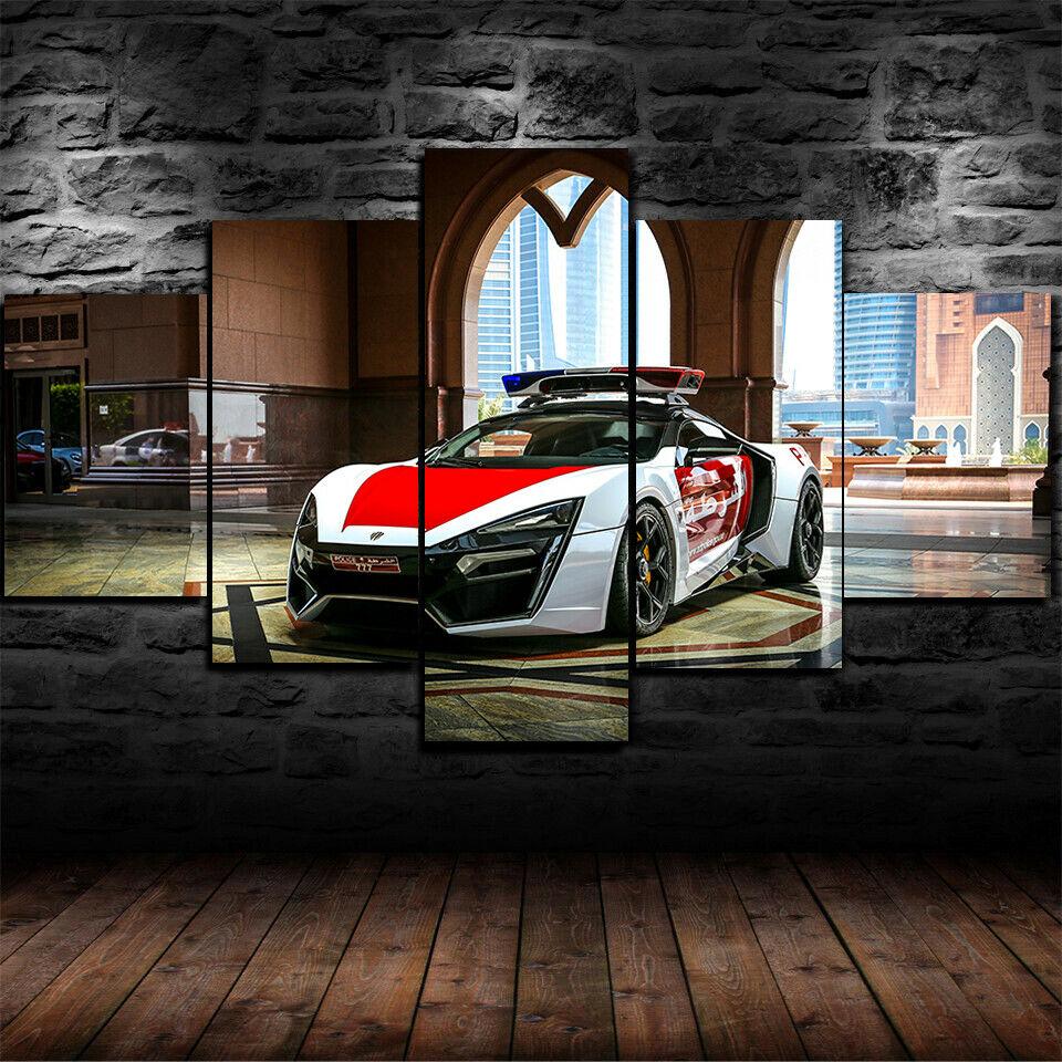 

Lykan HyperSport Poice Car в рамке с HD принтом, 5 шт., холст, Настенный декор, настенные художественные фотографии, домашний декор, печать, живопись