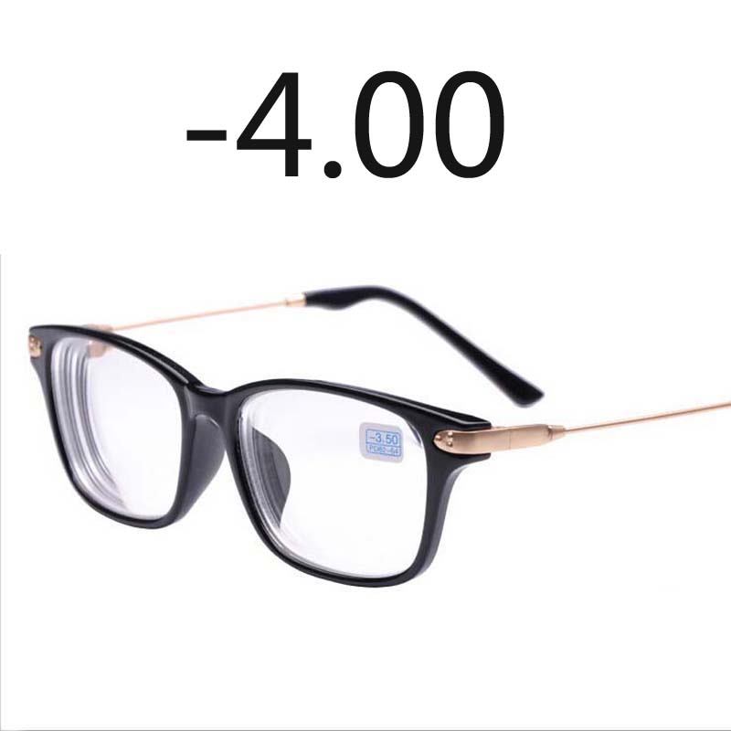 

Finished Myopia Glasses Black Frame Metal Gold Legs Transparent Lens Sighted Prescription Glasses -1 -1.5 -2 -2.5 -3 -3.5 -4