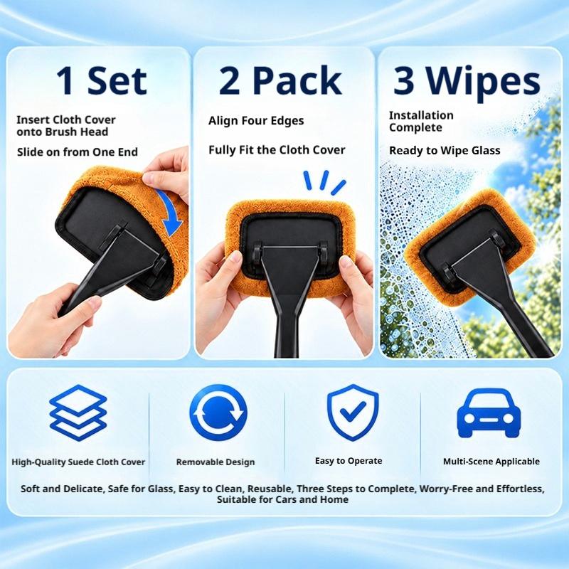 SEAMETAL Car Window Cleaning Brush Windshield Defogging Wiper Glass Cleaner Tool Rotatable Brush Head