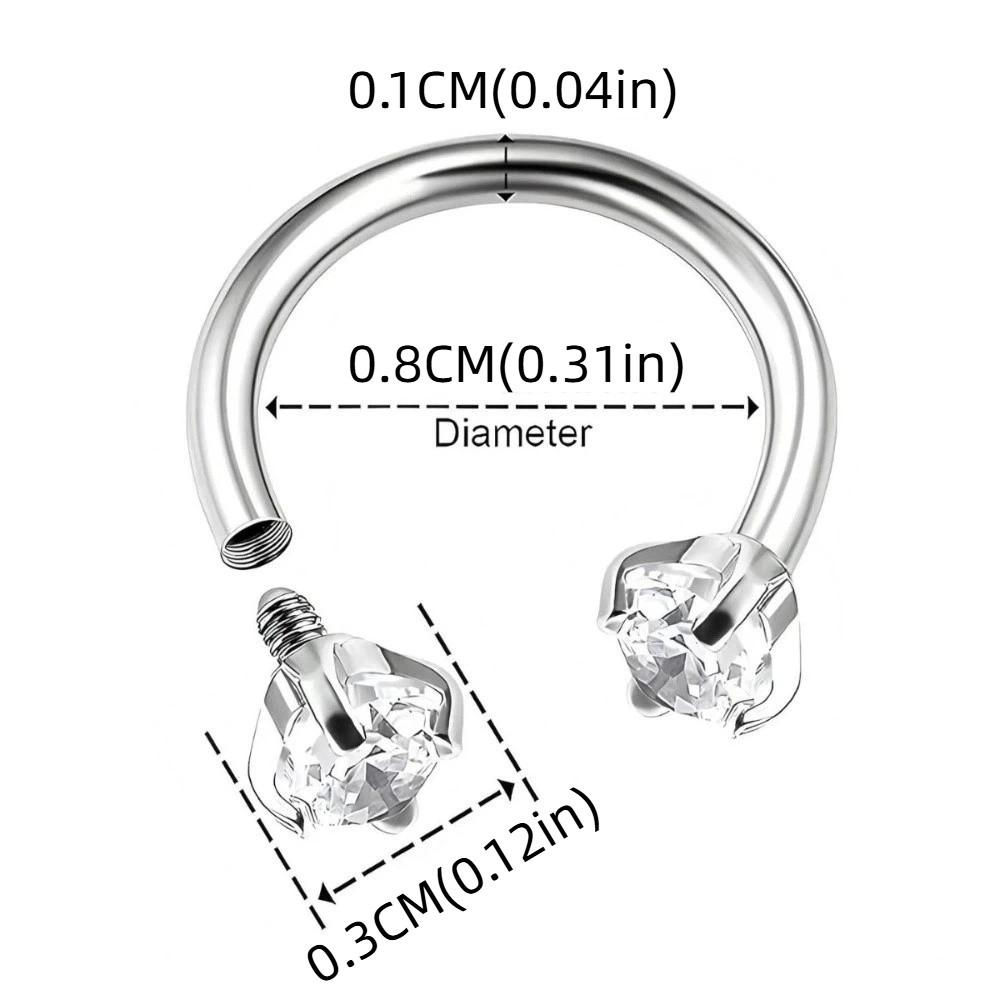 2 PCS Elegant Nose Ring Stainless Steel Daith Piercing Jewelry Cartilage Helix Earrings  Daily