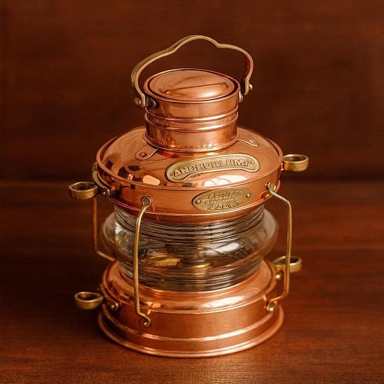 Massiv Koppar Mässing Ankare Bordslampa Maritim Skeppslampa Båtlampa 35,56 cm