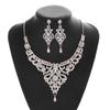 New European and American Rose Gold Set Necklace Earrings Diamond Jewelry Wedding Dinner Accessories Two-piece Set