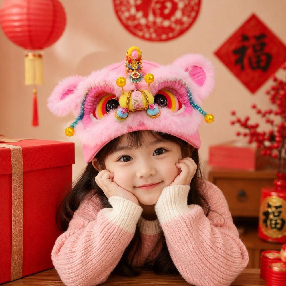Plush Baseball Cap Versatile Style Casual Beach Cap New 3D Lion Dance Hat