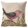 Village Style Rural Flower And Bird Sofa Pillow Cover Linen Spring Cushion Cover Car Waist Backrest Cover