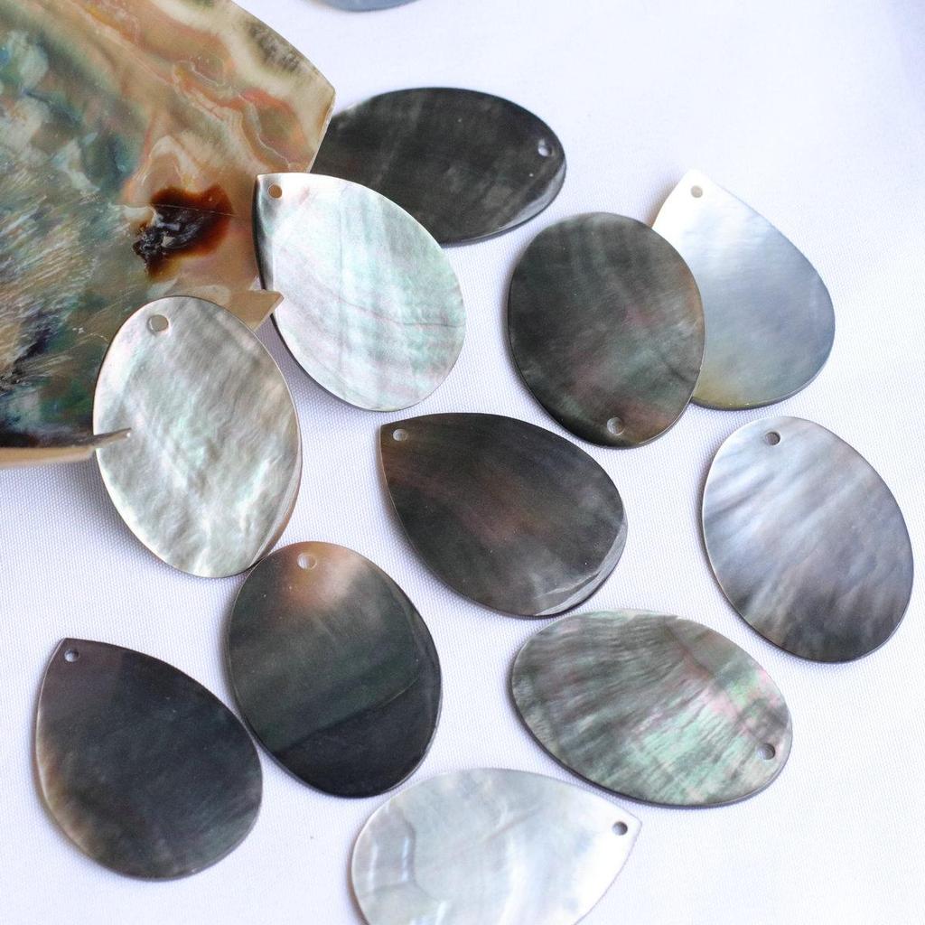 25x35mm Black Mother of Pearl Shell Oval Water Drop Bead for Handmade Jewelry Accessories DIY.