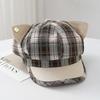 Outdoor Women'S Retro Plaid Breathable Cat'S Ears Baseball Cap Fashion Sweet Style Octagonal Caps British Style Men Forward Hat