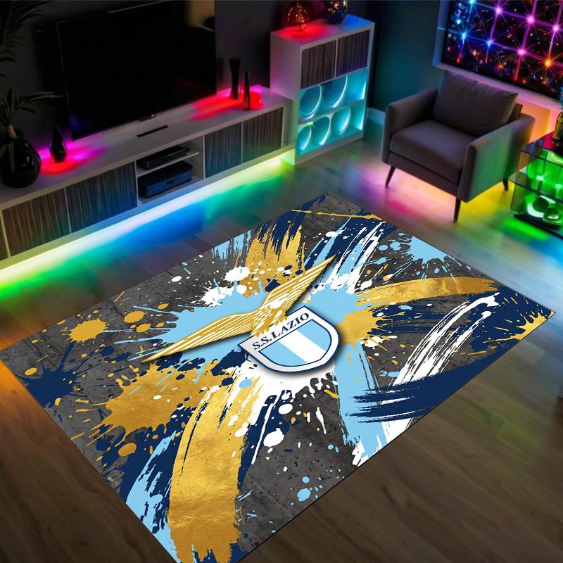Lazio FC Design Kristall Samt Teppich Gemütlich Kein?Rutschfester Teppich mit Aufdruck für Schlafzimmer Wohnzimmer Eingang