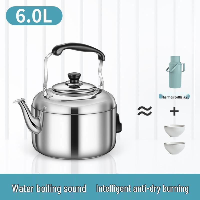 Stainless Steel Electric Kettle with Whistle - Large Capacity Hot Water Heater for Household Use