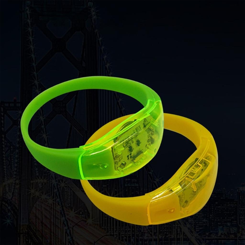 Pack of 10 LED Silicone Bracelets Flashing Light Up Wristband Accessory Adjustable Size Wrist Bands Jewelry for Party