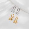 Stainless Steel Gold Color Bowknot Dangle Earrings For Women Fashion Metal Bow Temperament Earrings Jewelry Gifts