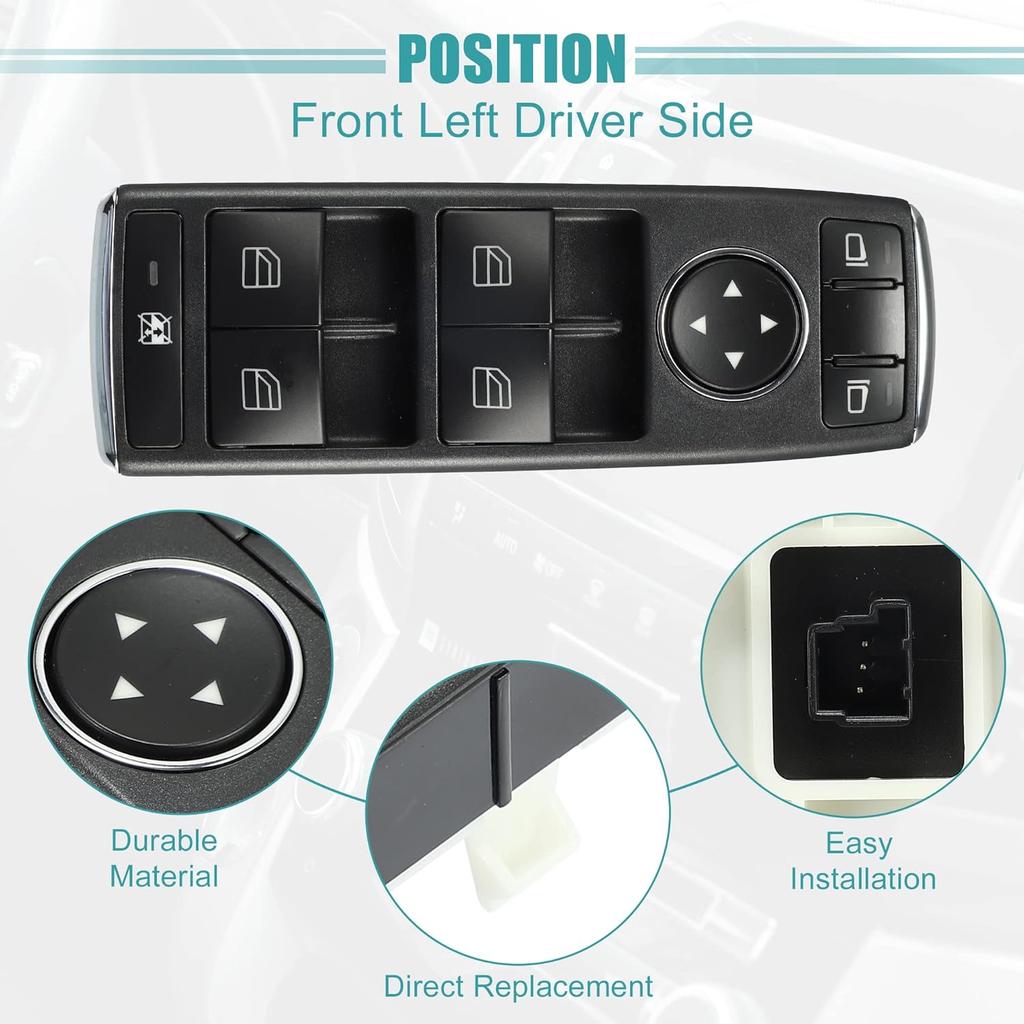 ACROPIX Front Left Driver Side Master Power Window Switch Fit for Mercedes-Benz C300 - Pack of 1 Black