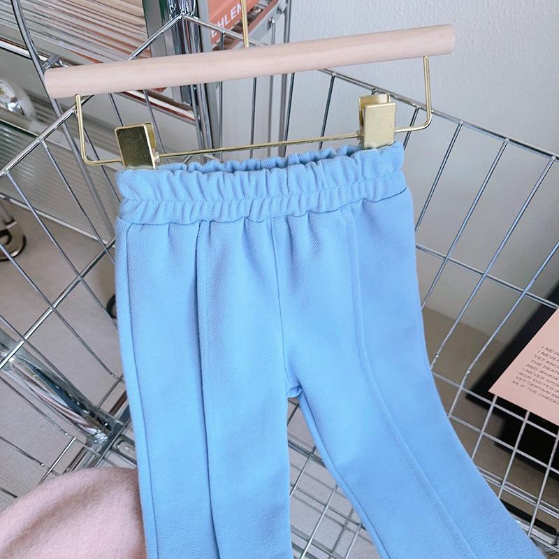 Girls' Spring French Peter Pan Collar Top & Casual Pants Two-Piece Set