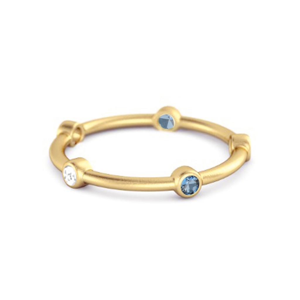 London Blue Topaz Bezel- 925Set Stacking Band Ring - 925 Sterling Silver Gold Vermeil