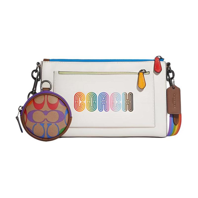

COACH shoulder bag 9 Classic Large Logo Exquisite Pebbled Zipper Detachable Strap with Round Coin Box Leather Crossbody Mini Women’s білий