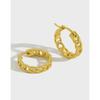 Fashion 18K Gold Plated 925 Sterling Silver Punk Chain Round Hoop Earrings for Women Girls Jewelry Gifts