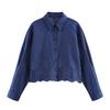 European and American style, new women's clothing, classic, versatile hollow embroidered short shirt 3564060