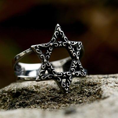 Fashion Punk Hexagram Ring for Man High Quality Vintage Simple Jewelry