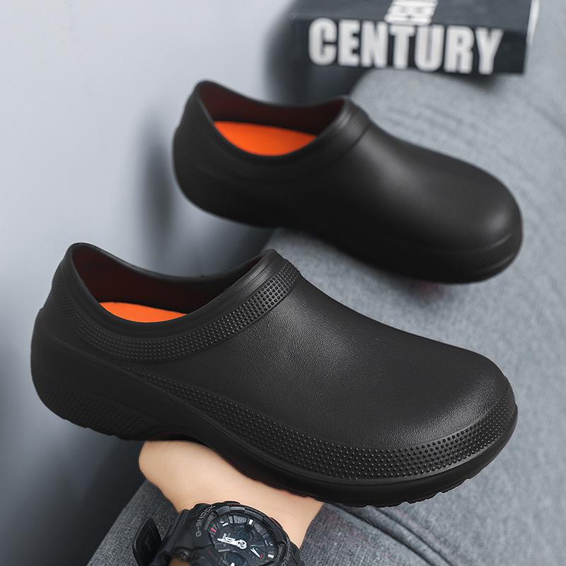 

Non-porous hole shoes men s non-slip wear-resistant rubber work shoes hotel canteen restaurant waterproof chef shoes men 36 чорний