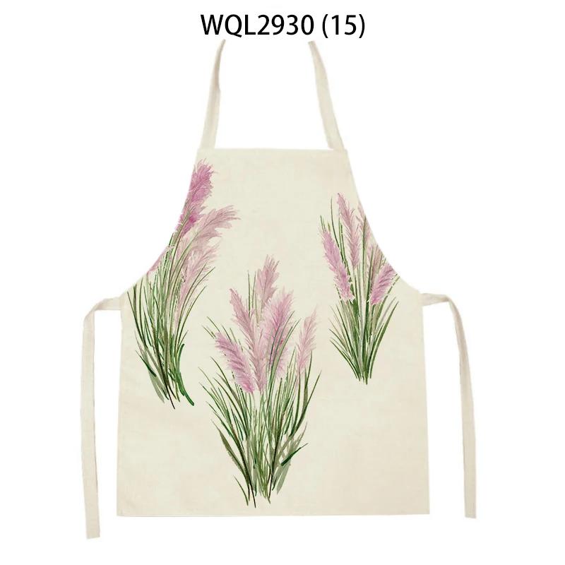Cleaning Supplies Flower Plants Pattern Kitchen Aprons Sleeveless Linen Aprons Home Cooking Baking Accessories Antifouling Apron