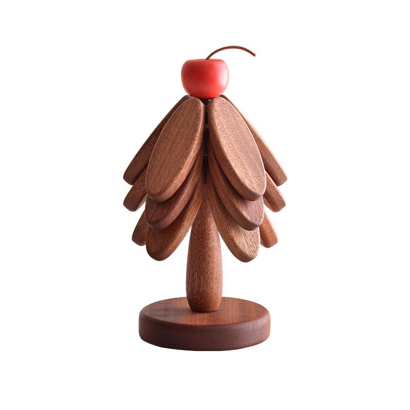 High-End Solid Wood Christmas Tree Table Mat - Heat Resistant Pot & Dish Pad