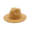 Men'S And Women'S Thermal Hats, Woolen Jazz Big-Brimmed Top Hats, British Retro Solid Color Light Board Felt Hats