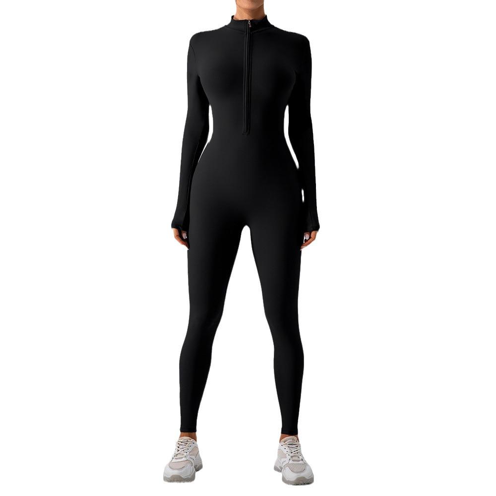 Women's Fleece-Lined Winter Jumpsuit: Long-Sleeve, Warm, Fitness One-Piece