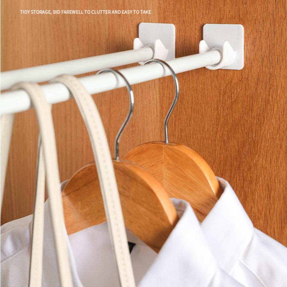 2pc Punch Free Curtain Rod Brackets,Self Adhesive Curtain Rod Holders,Nail Free Adjustable Curtain Rod Hooks